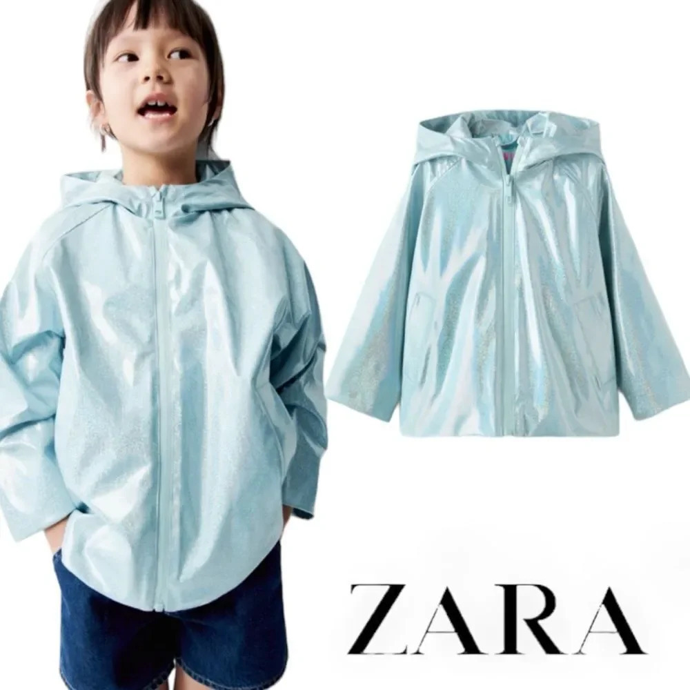 ZARA Kids | Light Blue | SHINY WATER REPELLENT RAINCOAT
